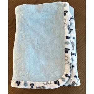 Le BeBe Favorite Baby Lovey Security Blanket Blue Hats‎ Mustache Bow Tie Print